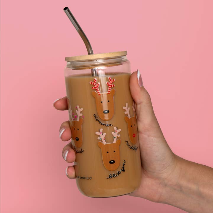 Verre de Noël avec Rennes du Père Noël pour la vente par Callie Danielle