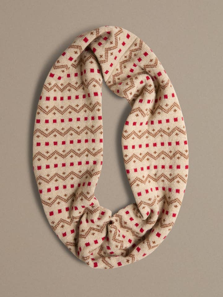 Isle Line Circle Scarf | Ecru for wholesale by ROVE Knitwear