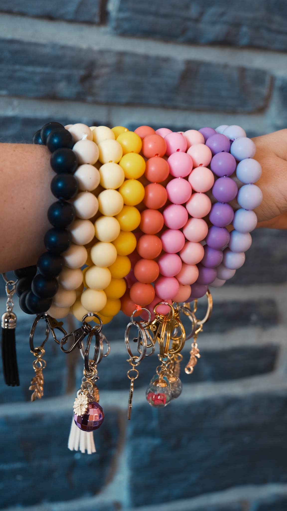 Daisy Chains Phone Charms - Wholesale Phonecase Strap - Silicone Bead Phone Charm Wristlet: Solid Colors14