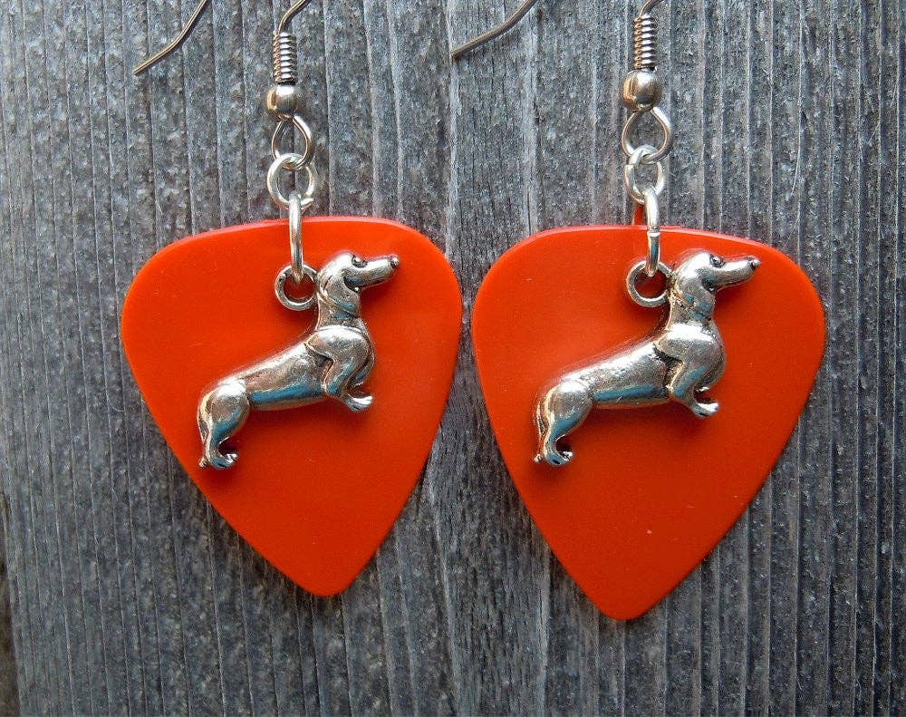 Simply Raevyn - Wholesale Dangle Earrings - Dachshund Charm Guitar Pick Earrings23