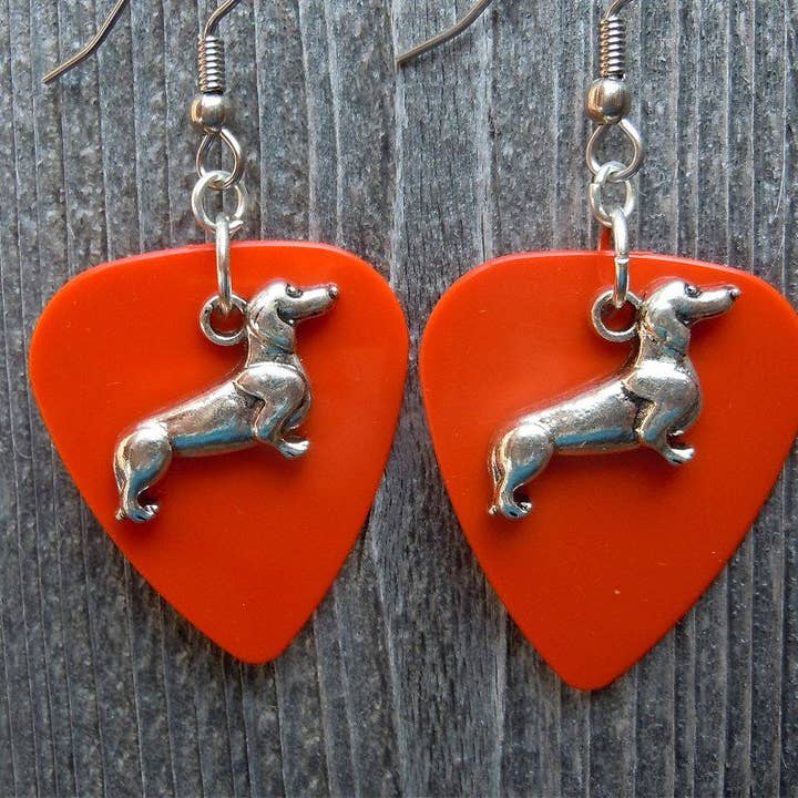 Simply Raevyn - Wholesale Dangle Earrings - Dachshund Charm Guitar Pick Earrings23