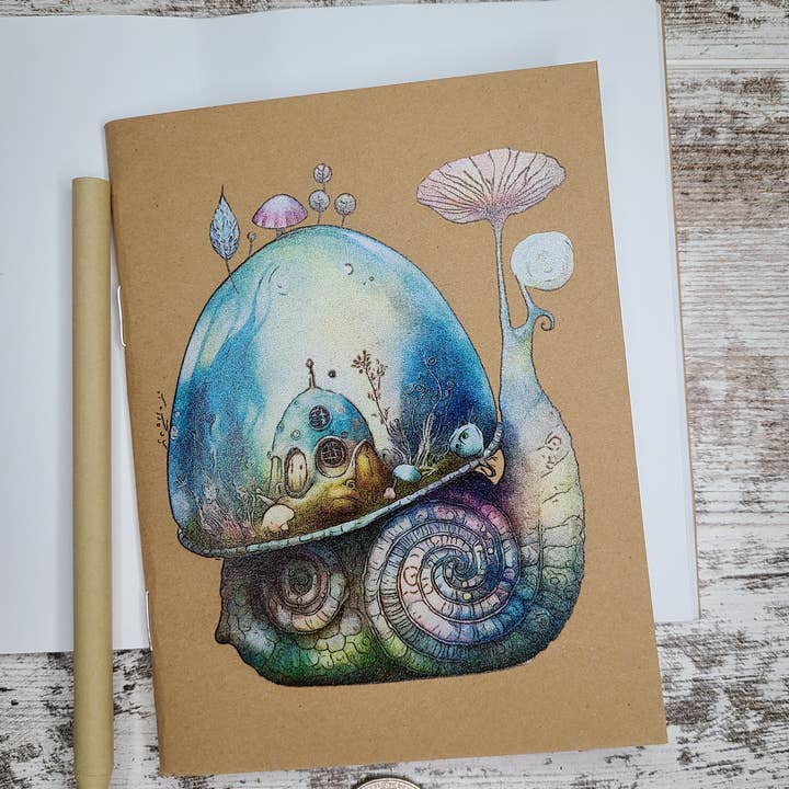Whimsical Journal Snail Cottagecore Notebook for wholesale by Elemental Elements LLC