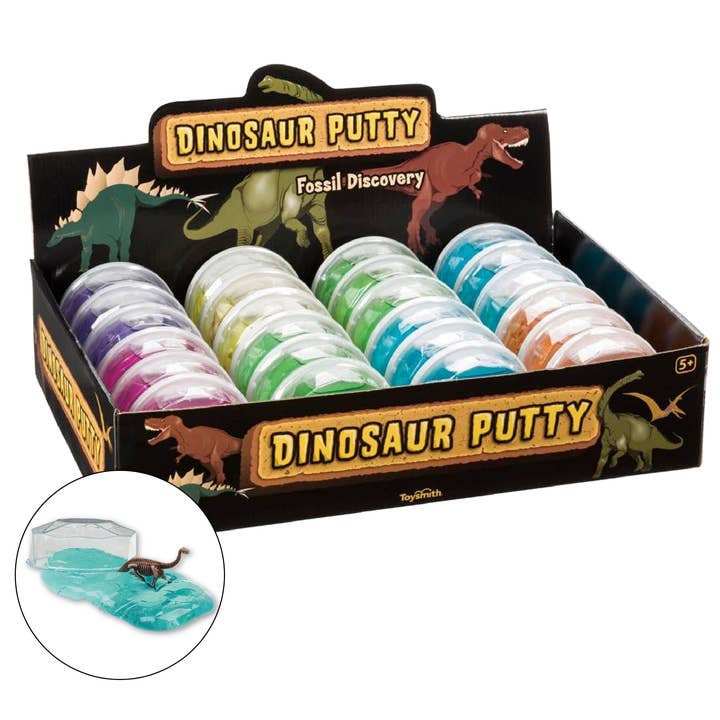 Dinosaur Fossil Putty, Reusable, Tactile, 3.5" Container for wholesale by Toysmith