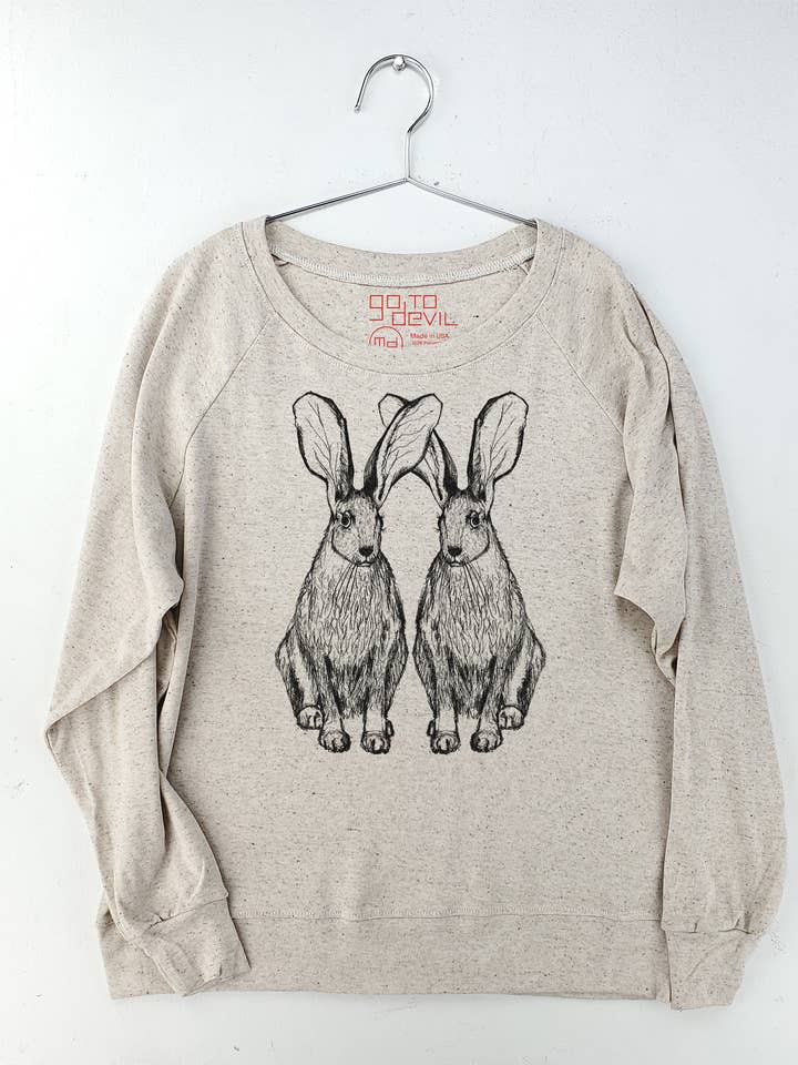 Lièvre Agnes Tri Blend Pullover pour la vente par Go To Devil