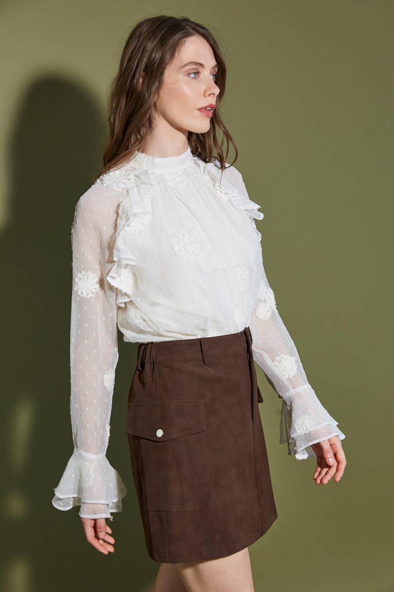 ELLI WHITE - Wholesale Skirt - Women's - Short skirt with flap pockets1