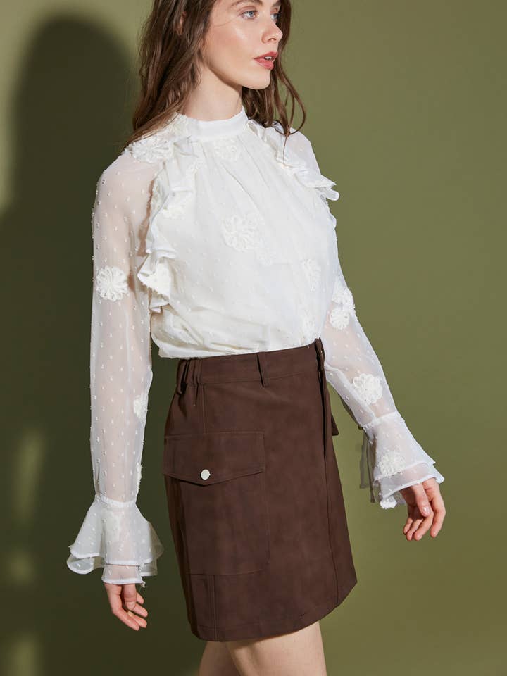 ELLI WHITE - Wholesale Skirt - Women's - Short skirt with flap pockets1