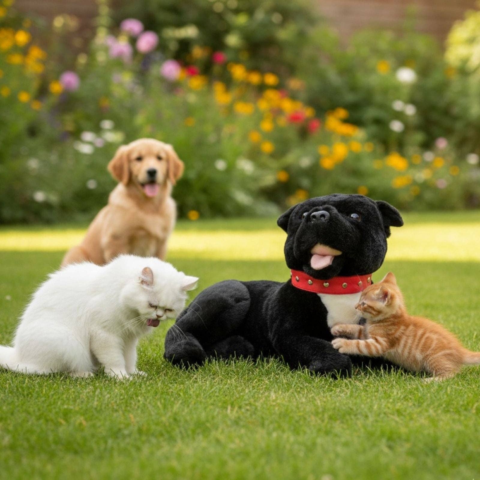 Bocchetta Plush Toys - Vente Peluche – chien - Pepper - Staffy - 35 cm couché, noir1