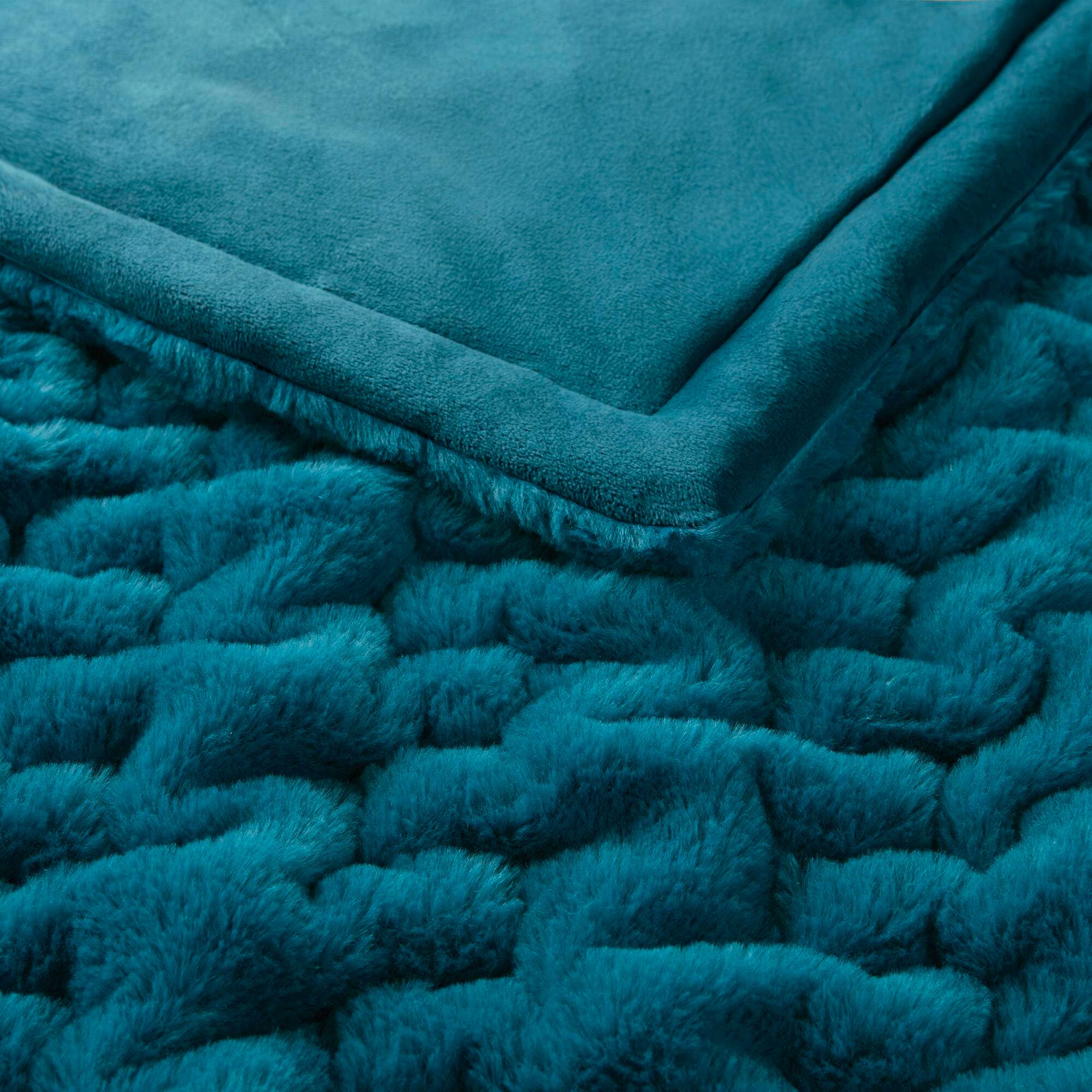 Olliix - Wholesale Throw Blanket - Soft Warm Ruched 50x60" Throw Blanket, Teal11