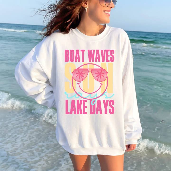(Shirt not included) Boat Waves Lake Days - Clear Film Transfer for wholesale by TEELUX