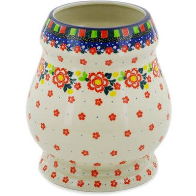 Vase 9" Floral Puzzles Theme UNIKAT for wholesale by Polmedia Polish Pottery