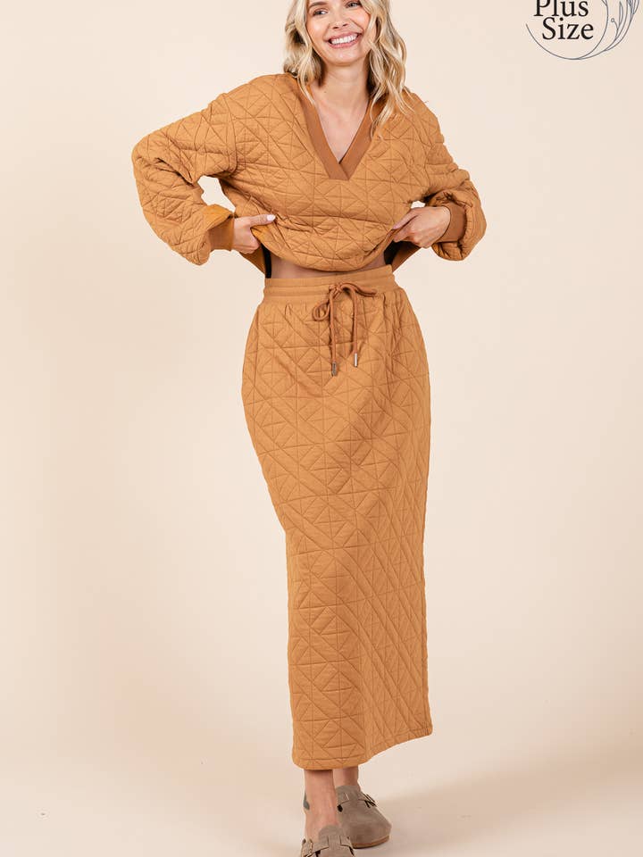 Plus 2-Piece Quilted Knit Lounge Set, MTS51000PL for wholesale by GeeGee x Lovelo