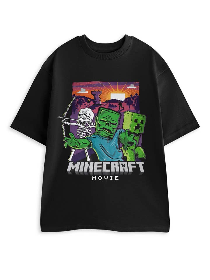 T-shirt noir à manches courtes pour homme Minecraft Zombie pour la vente par Vanilla Underground
