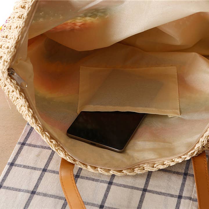 ACCITY - Wholesale Beach Bag - FOREST RAINBOW STRIPED STRAW SHOULDER BAG_CWAB20139