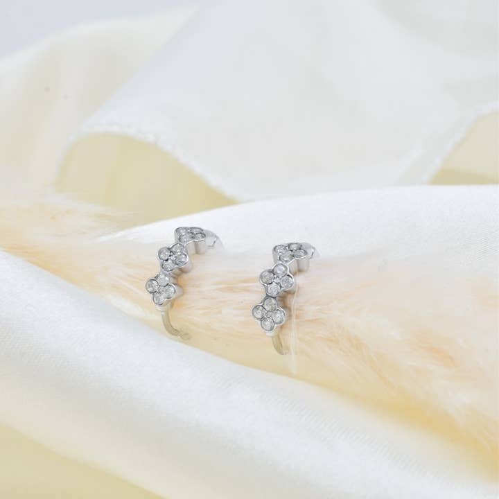 Kapyco - Wholesale Hoop Earrings - Mini Creole Rhinestone in Stainless Steel - BO1004157