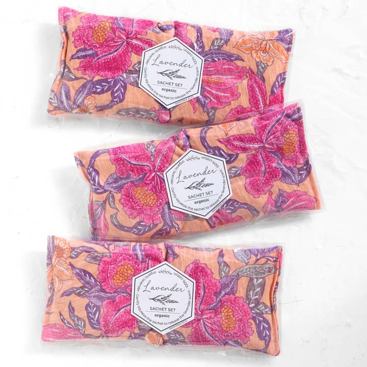 Organic Lavender Sachet Set ⋆ Tropical Florals for wholesale by SaidoniaEco
