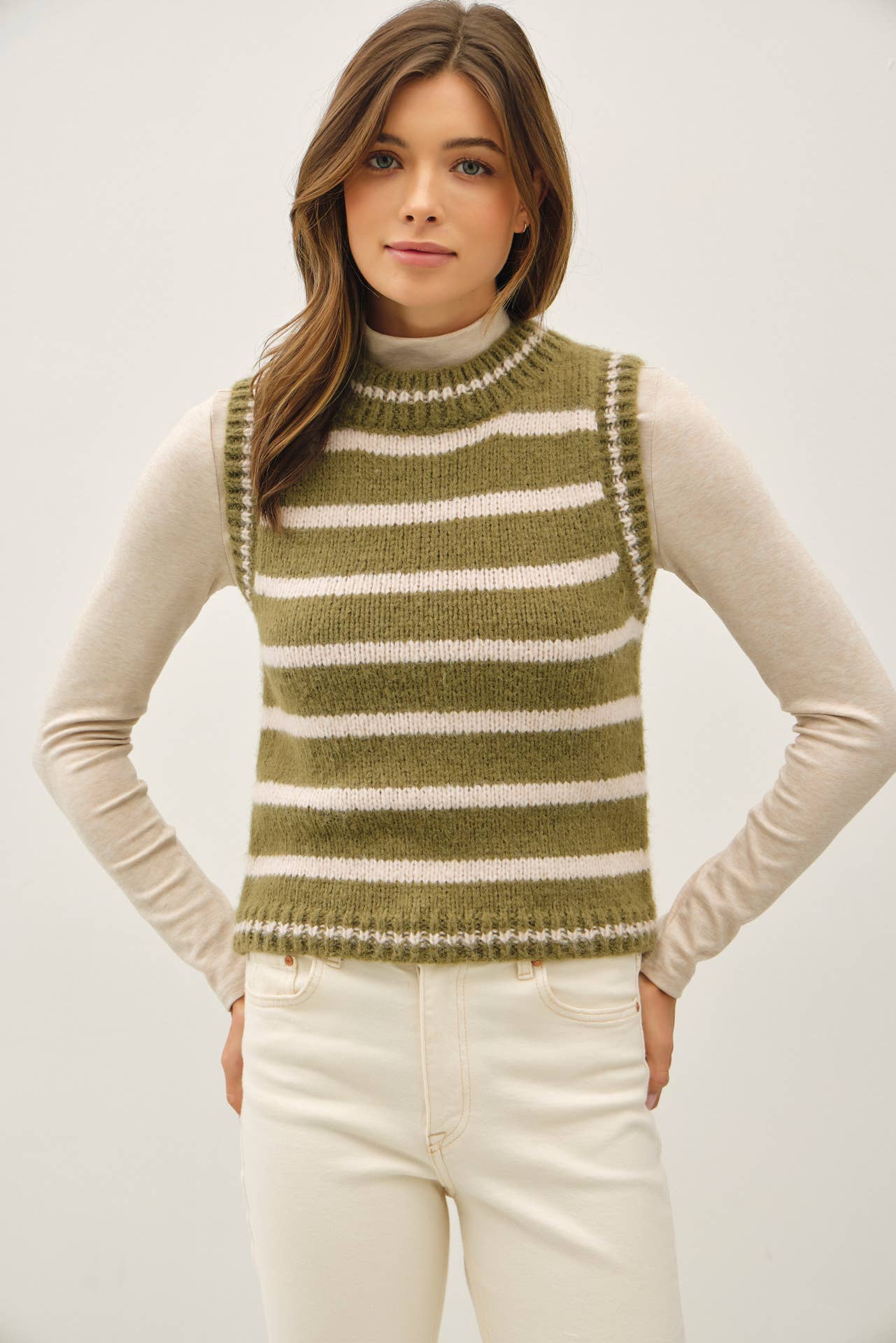 Be Cool - Vente Pull sans manches – femme - GILET EN LAINE MÉLANGÉE À RAYURES9