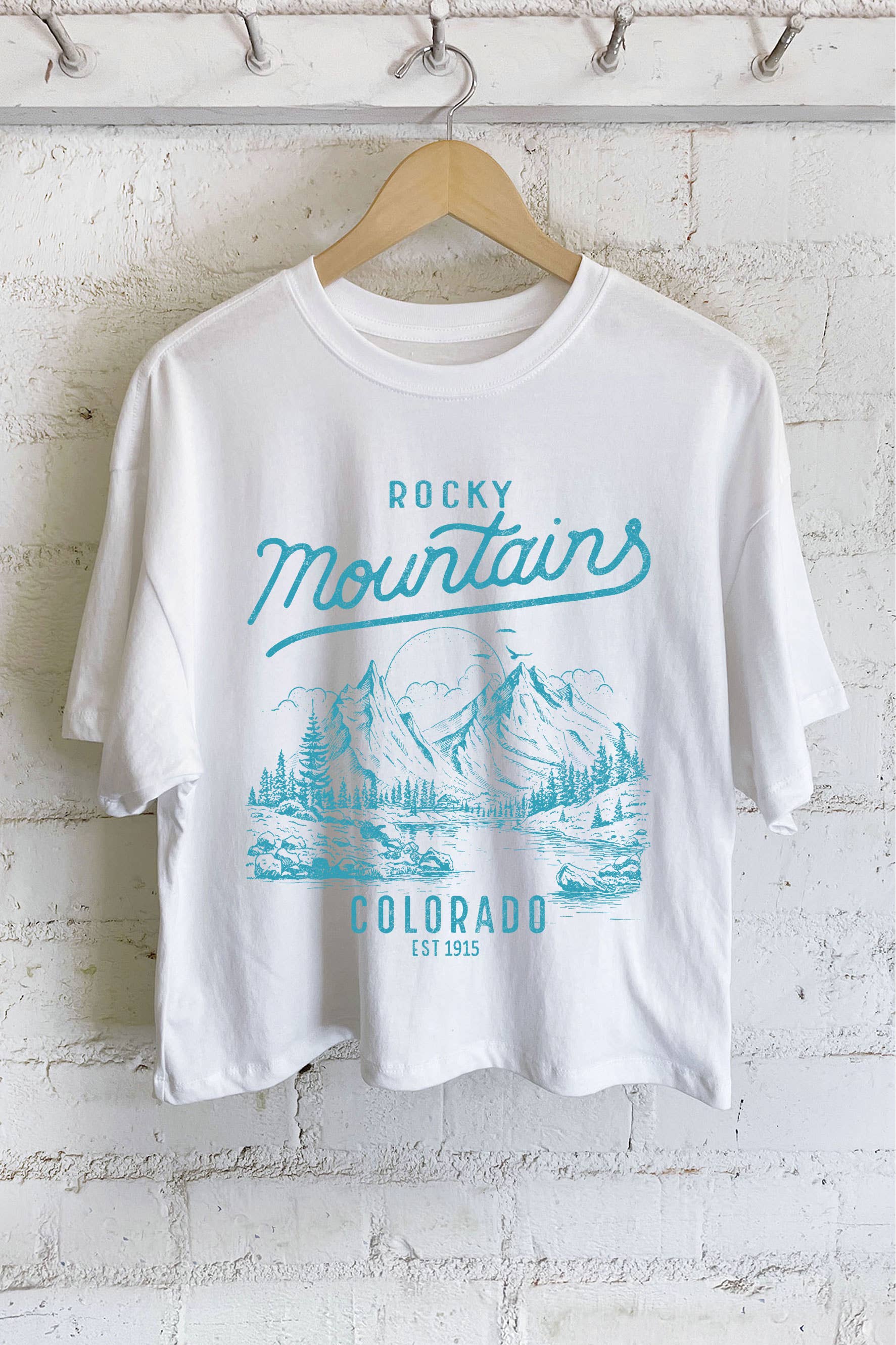 Rustee Clothing - Wholesale Screen Printed T-Shirt - Women's - ROCKY MOUNTAINS COLORADO GRAPHIC LONG CROP TOP 6