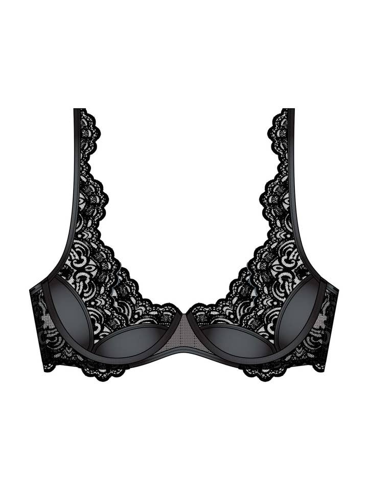 Balcony Bra - 1/4 spacer da donna in velato e sensuale per la vendita all'ingrosso da parte di scandale éco-lingerie