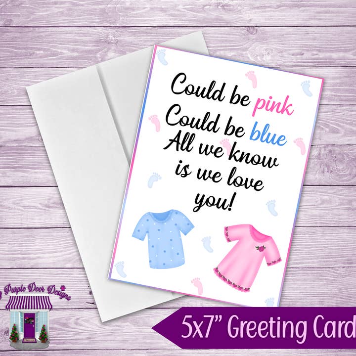Welcome Baby, Baby Shower, Gender Reveal Greeting Card for wholesale by My Purple Door Designs