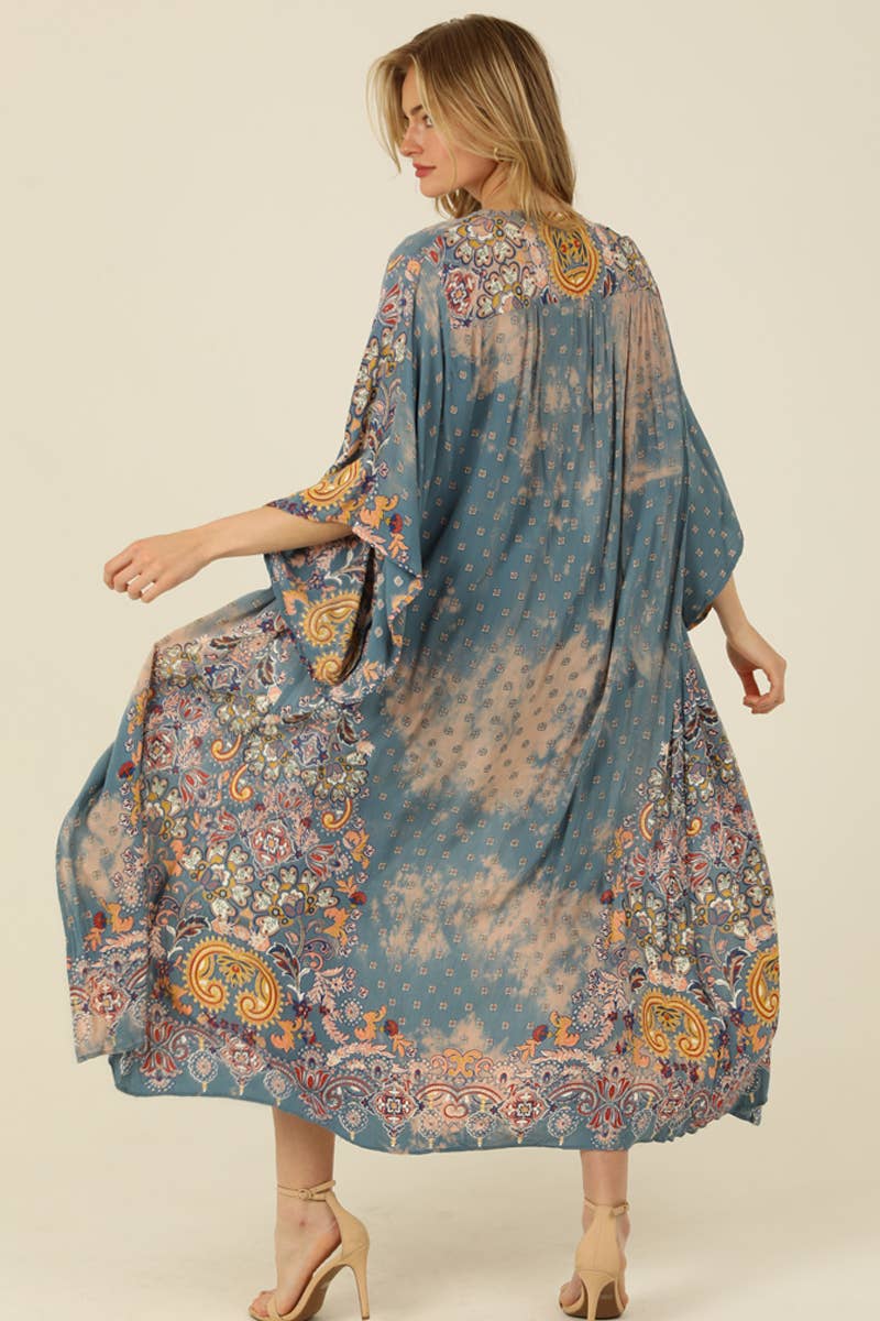 ANGIE - Wholesale Kimono - Women's - BJ664-W702 BLEACH TIE DYE PRINTED DUSTER KIMONO25