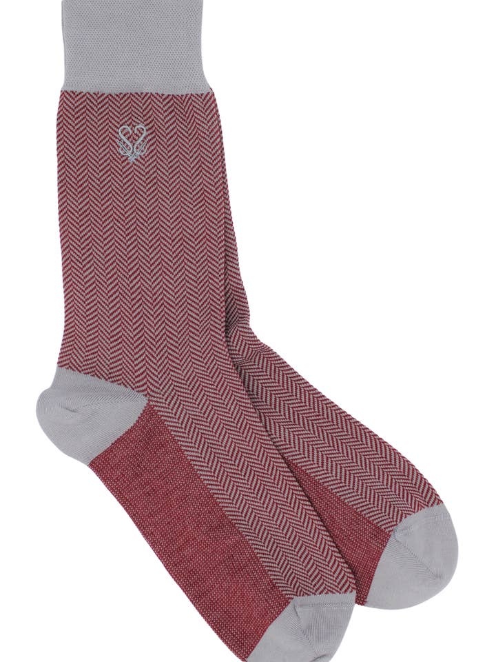 Merlot Red Bamboo Herringbone Socks - Sir Luxe Collection for wholesale by Sock Geeks
