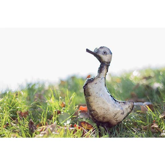 Recycled Metal Garden Artwork - White Runner Duckling for wholesale by chi-africa