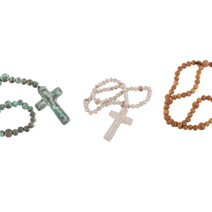 Clay Rosary-30-32-inch-Prayer Beads-Cross-3 Colors-Medium for wholesale by My Amigos Imports