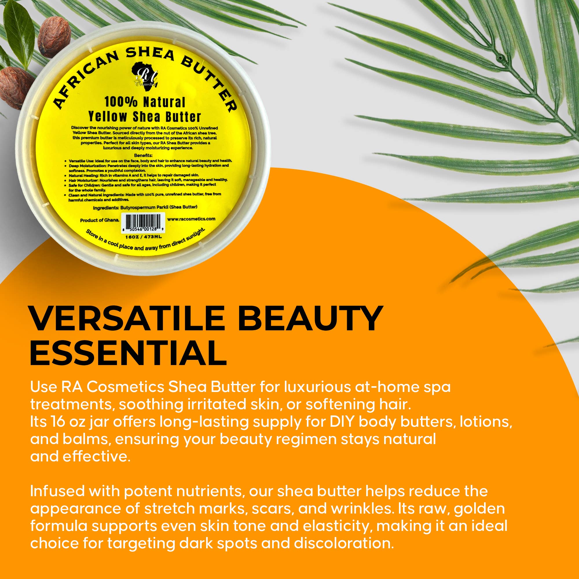 RA Cosmetics - Wholesale Body Balm/Butter - 100% African Shea Butter, Yellow Solid - 16oz2