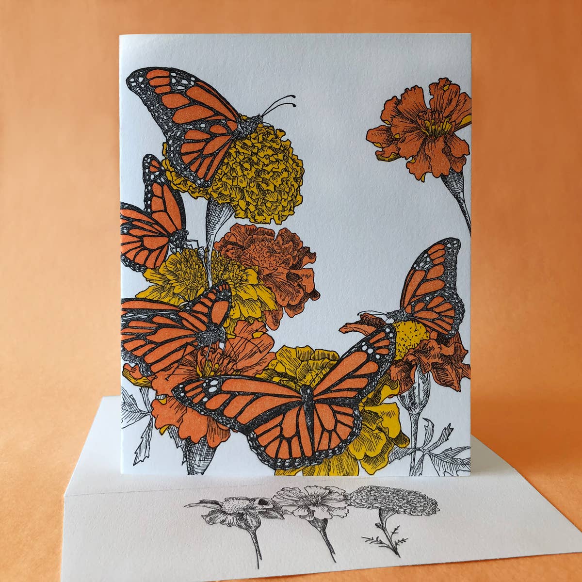 Painted Tongue Press - Wholesale Thank You Card - Marigold Gracias and Blank Note Card1