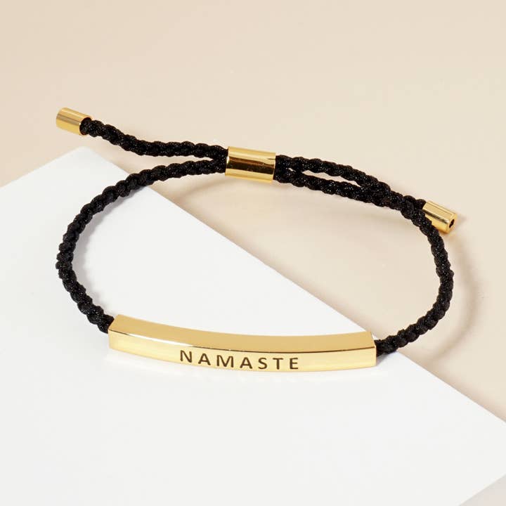 OHBOOBA DESIGN - Vente Bracelet de perles - Bracelet à barres tubulaires « Namaste » avec messages inspirants