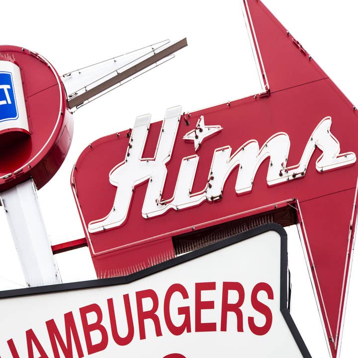 Kim's Hamburgers Sign Coaster for wholesale by South Austin Gallery