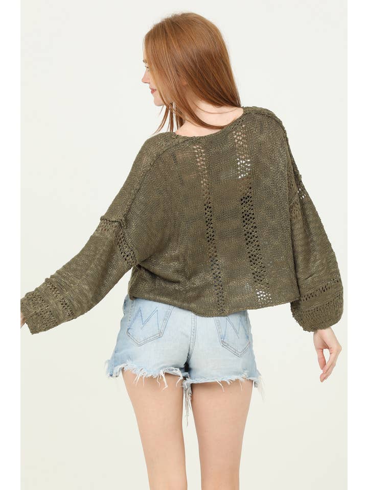 ANGIE - Vendita all'ingrosso Maglione tricot - Donna - Maglione leggero crop con scollo a V dallo stile beachy49