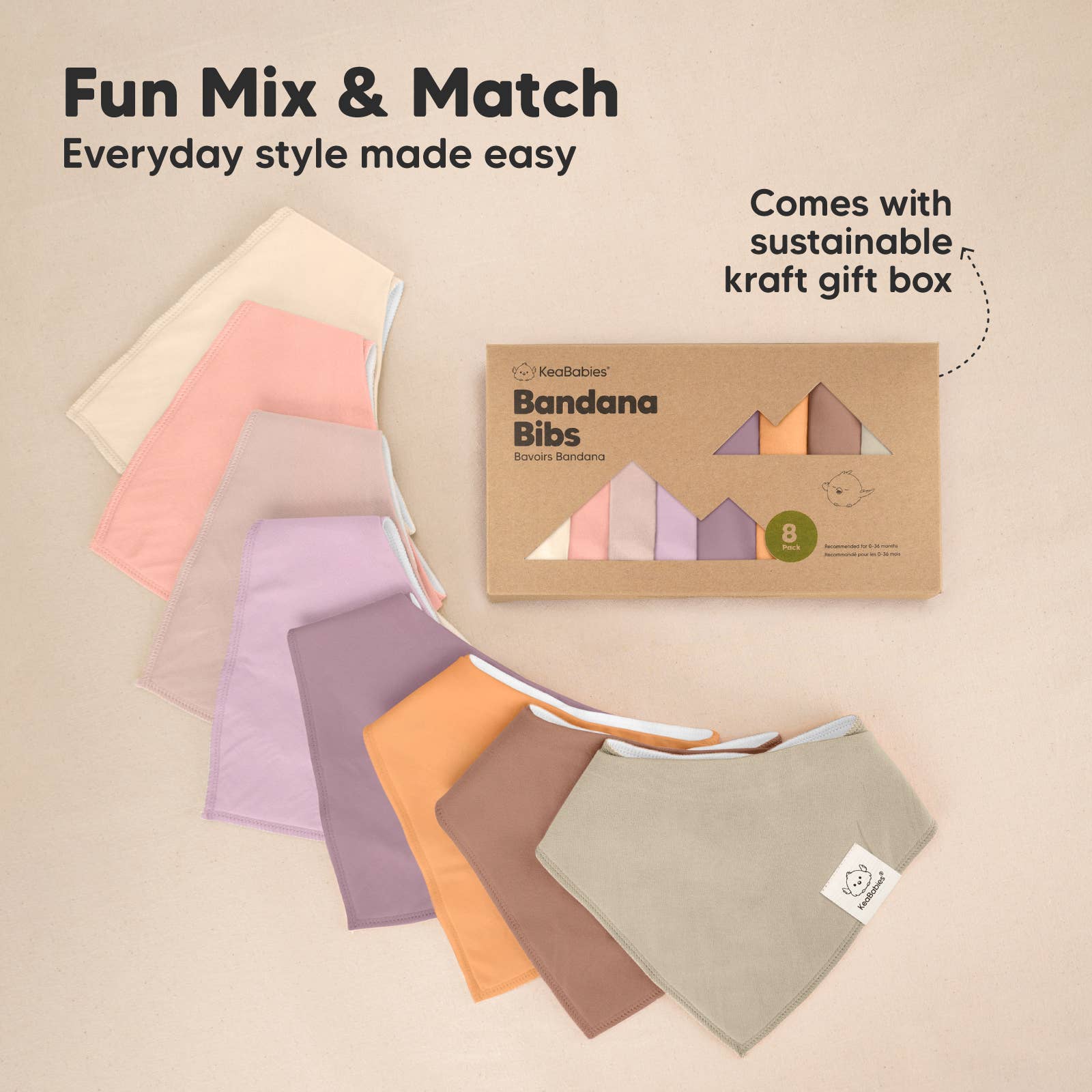 Mauve 8-pack Baby Bandana Bibs for Girls and Boys for wholesale on Faire8