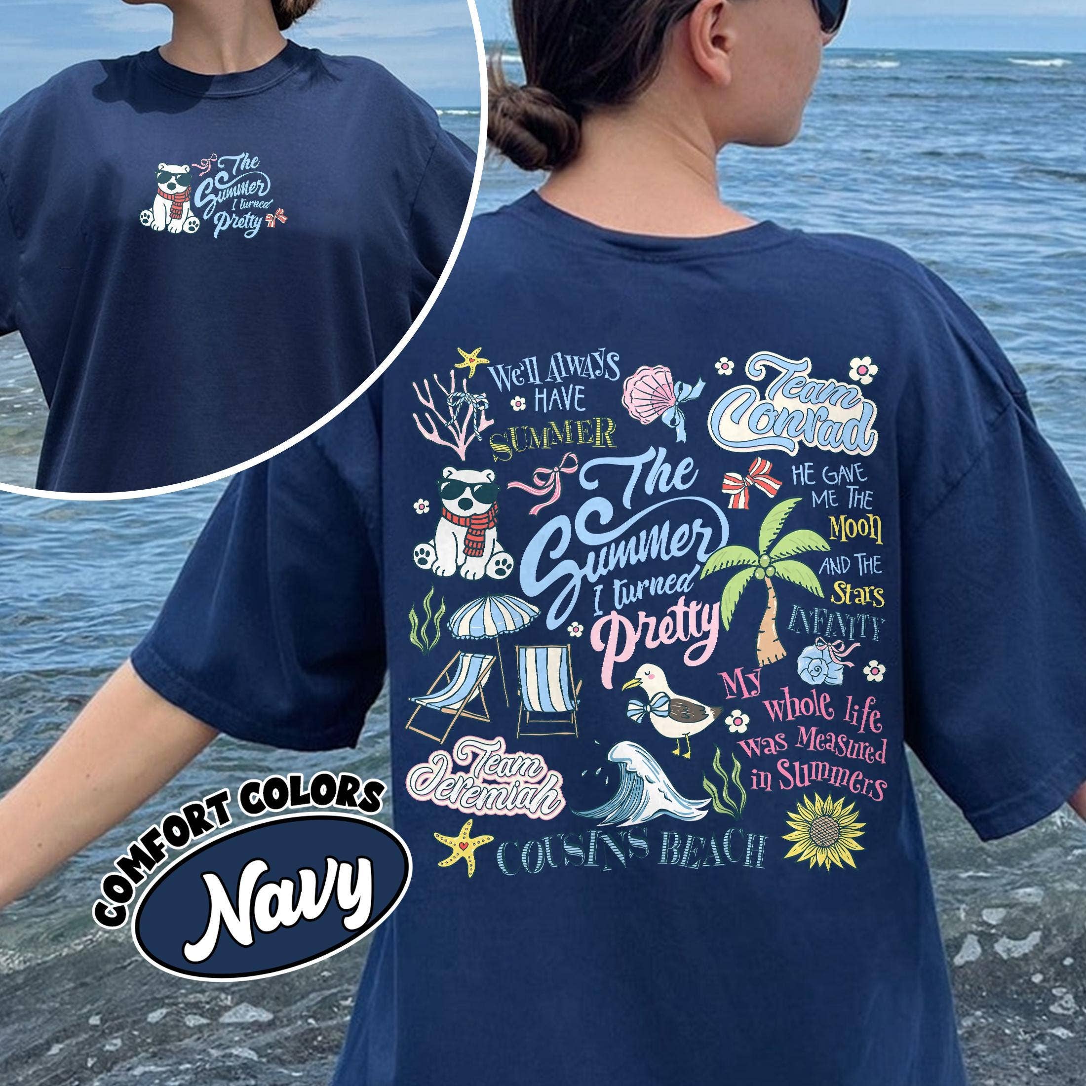 Glaime - Wholesale T-Shirt (Graphic) - Unisex - Comfort Color Summer I Turned Pretty 2 Sided Shirt,Beach Tee1