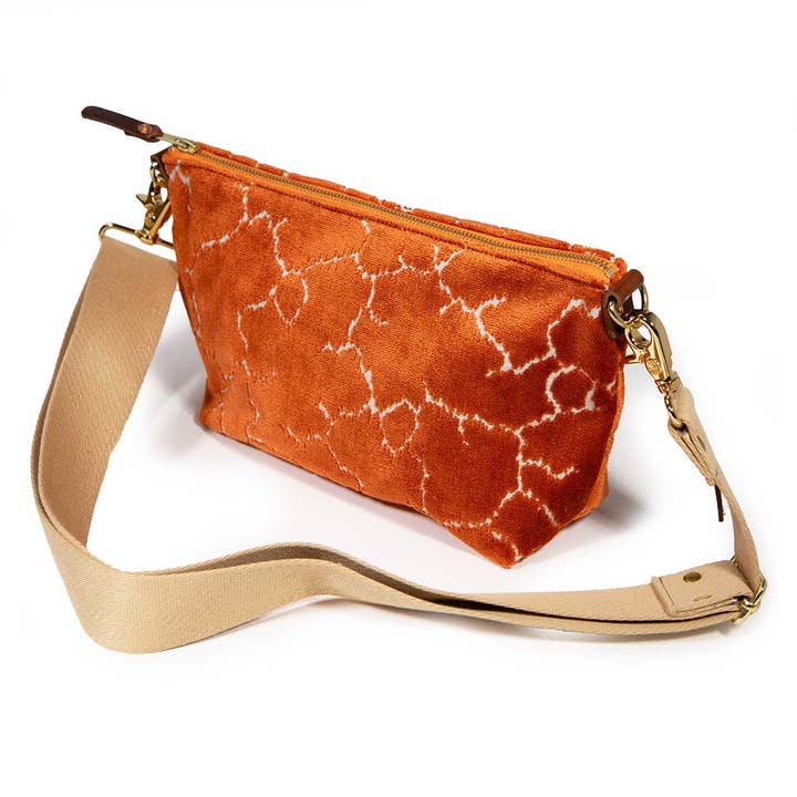 Everyday Velvet Clutch- Orange Crackle for wholesale by General Knot & Co.