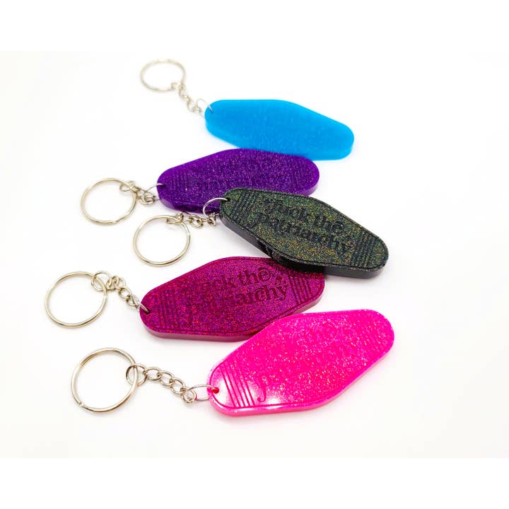 "Fuck the Patriarchy" Resin Key Chain for wholesale by Slightly Askew Art