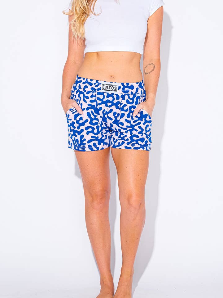 Women's - Bored Short - Abstract Coral (Lilac) for wholesale by ENZOS Inactive Wear