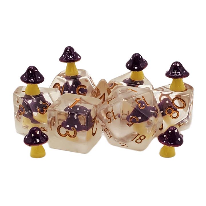 DnD RPG Dice Set: Infused - Mushroom - Purple for wholesale by Old School Dice