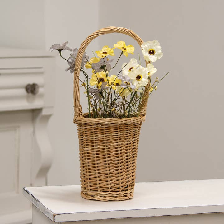 Col House Designs - Wholesale Basket - Natural Willow Flower Basket w/Handle1