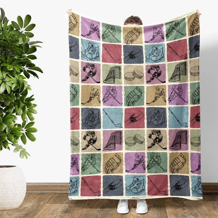 Vintage Hockey Blanket, Cozy Ice Hockey Sports Throw for wholesale by Vivtrek