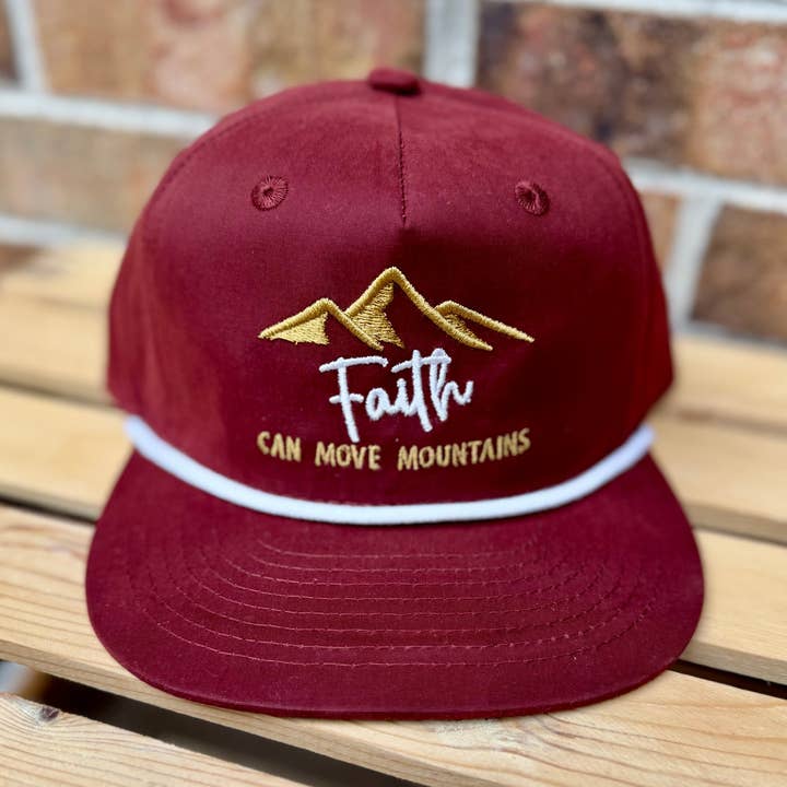 Swain Co. - Wholesale Baseball Cap - Unisex - Faith Can Move Mountains Embroidered Rope Hat | Christian Rope Hat | Bible Verse Hat | Faith Hat0