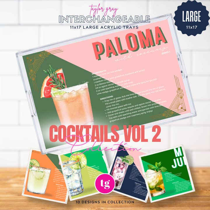 11x17 COCKTAILS VOL 2 insert set of 10 for wholesale by TAYLOR GRAY