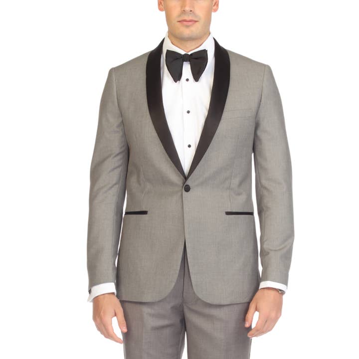 Ferrecci Men's Reno Grey Slim Fit Shawl Lapel 2 Piece Tuxedo Suit Set for wholesale by Ferrecci