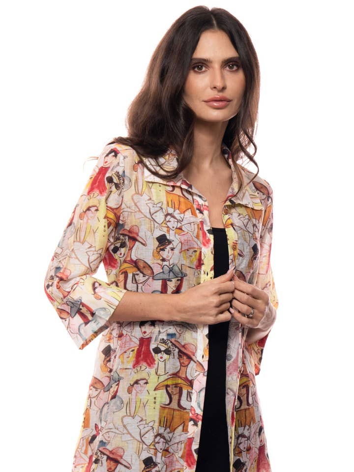 CK20017 Art Print Tuniek Top met Knopen voor wholesale door Adore