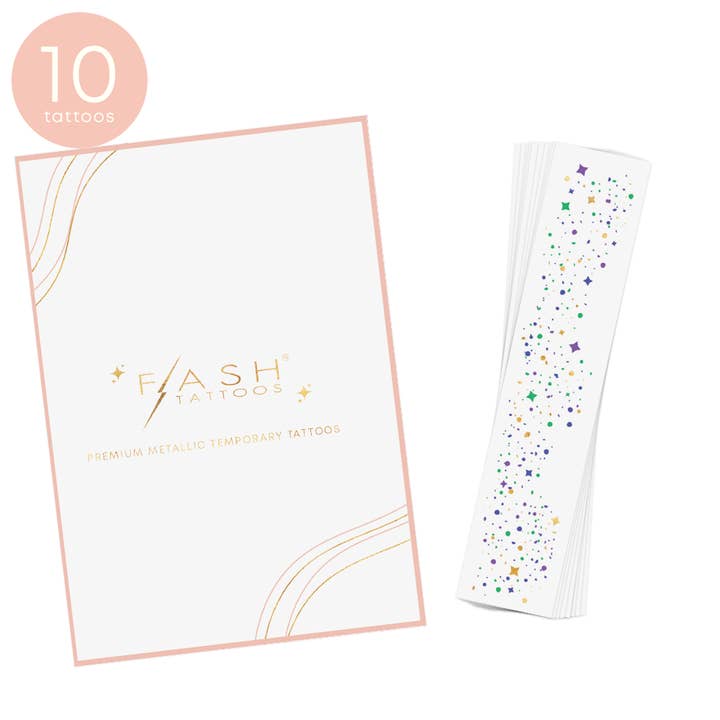 Flash Tattoos - Wholesale Temporary Tattoo - MARDI GRAS FACE FRECKLES | METALLIC TEMPORARY TATTOOS