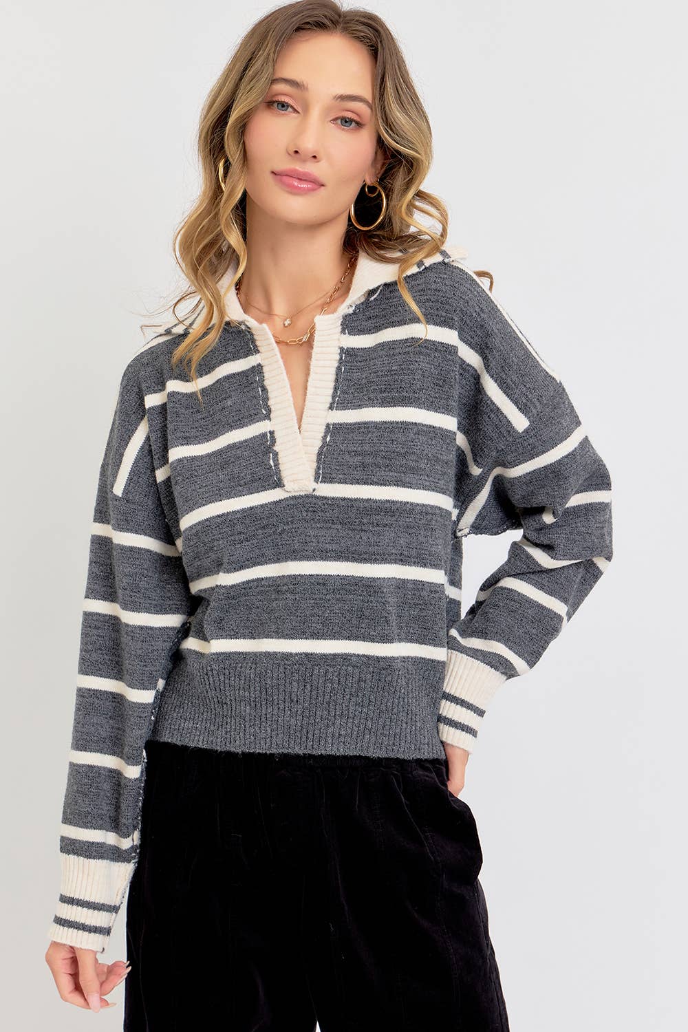 Sweet Lovely by Jen - Wholesale Knit Sweater - Women's - STRIPED EVERYDAY  KNIT SWEATER7