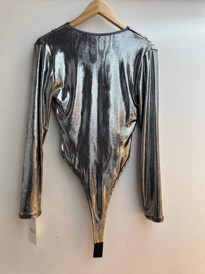 LORIANE – wholesale Bodysuit - Dam – 6356B glansigt metalliskt bodysuit i one size6