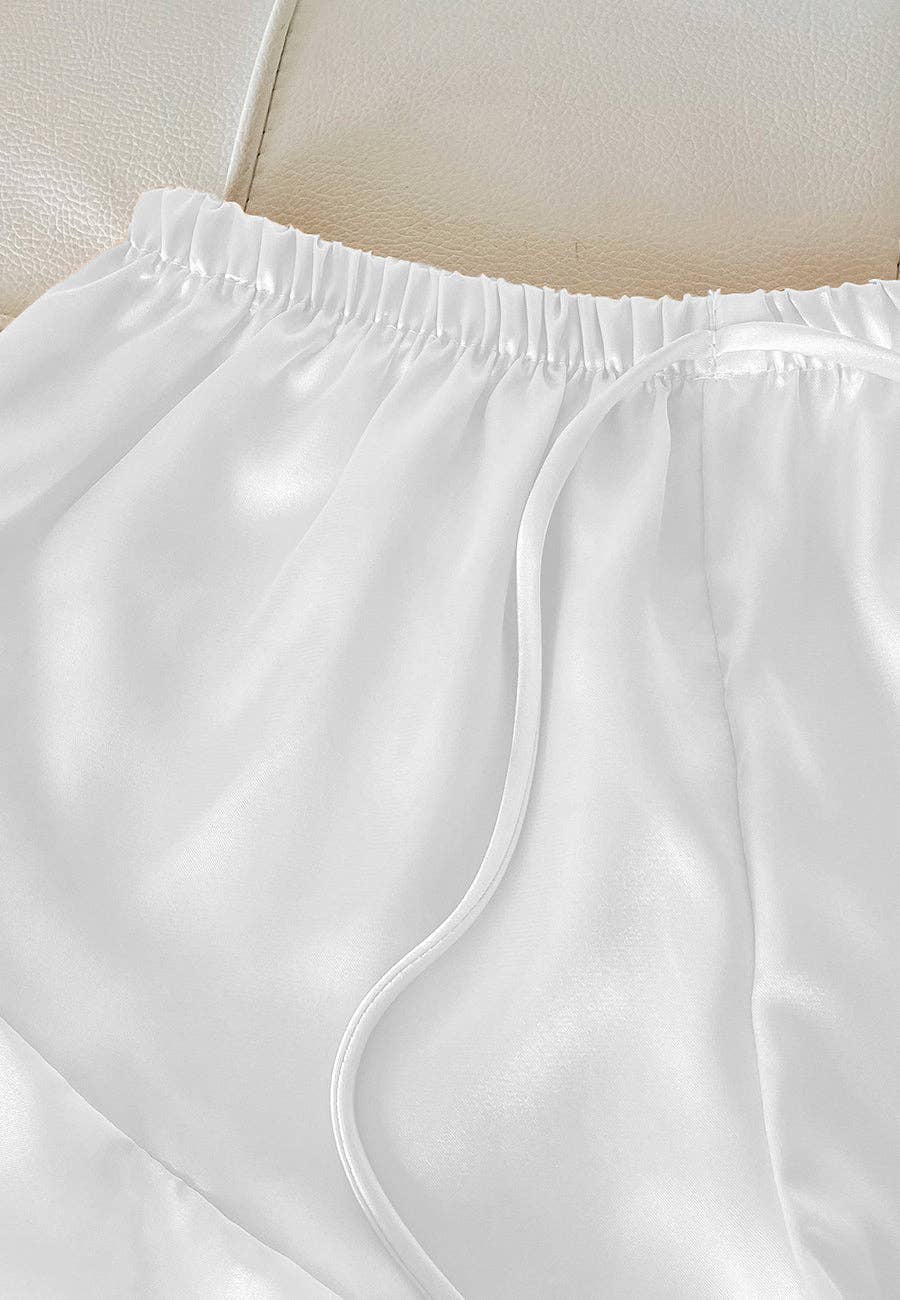 Anna Kaci Wholesale - Wholesale Lounge Set - Women's - Satin Tank and Ruffle Hem Shorts39