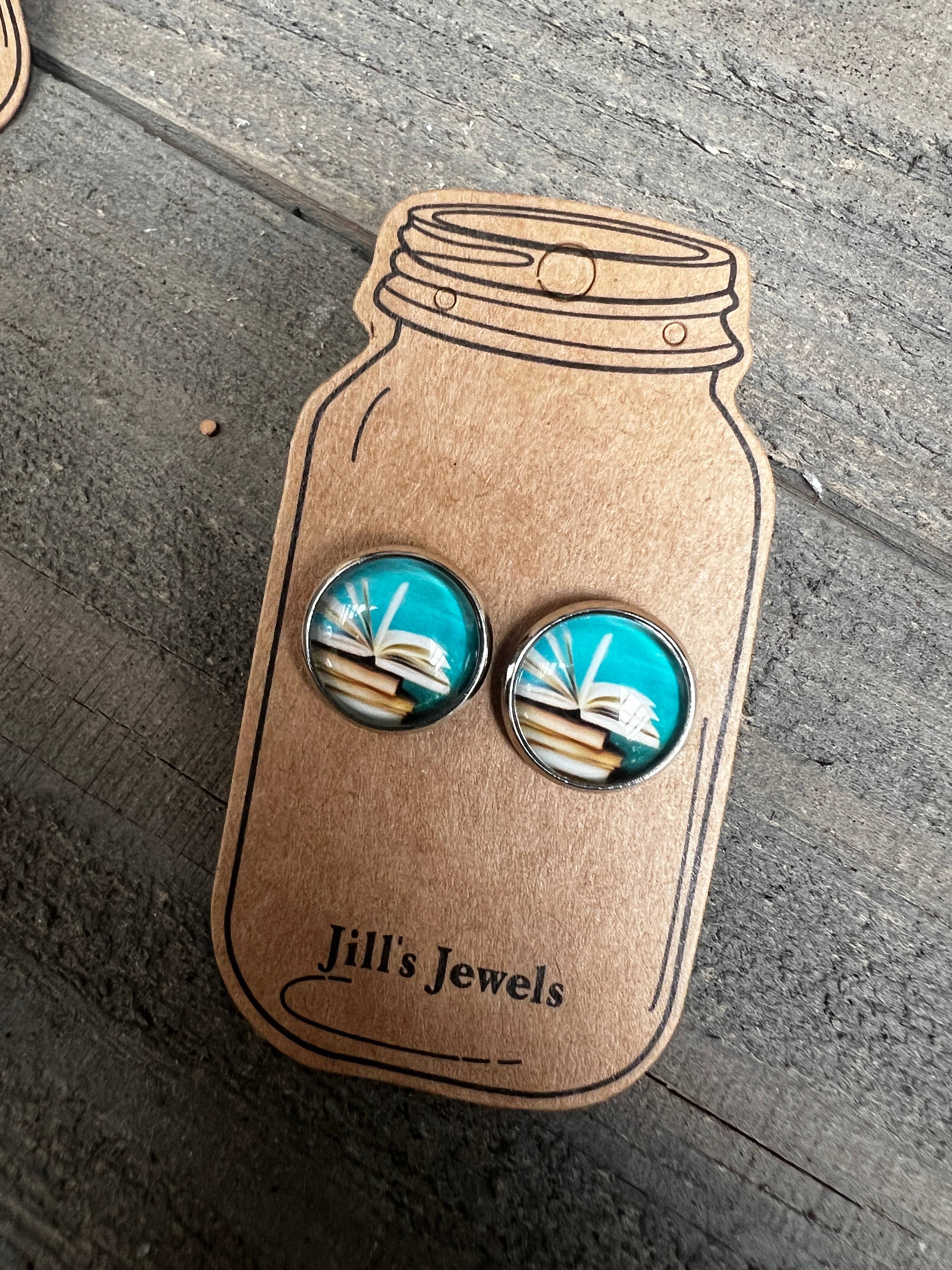 Jill's Jewels - Vente Clous d'oreille - Boucles d'oreilles Book Stud Boucles d'oreilles Book Lover Reader