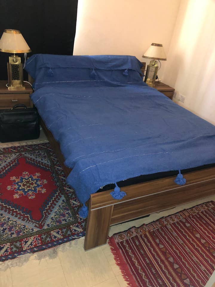 Marokkaanse pompon deken, plaid, bedspreien 100% katoen voor wholesale door Marrakech Bazaar